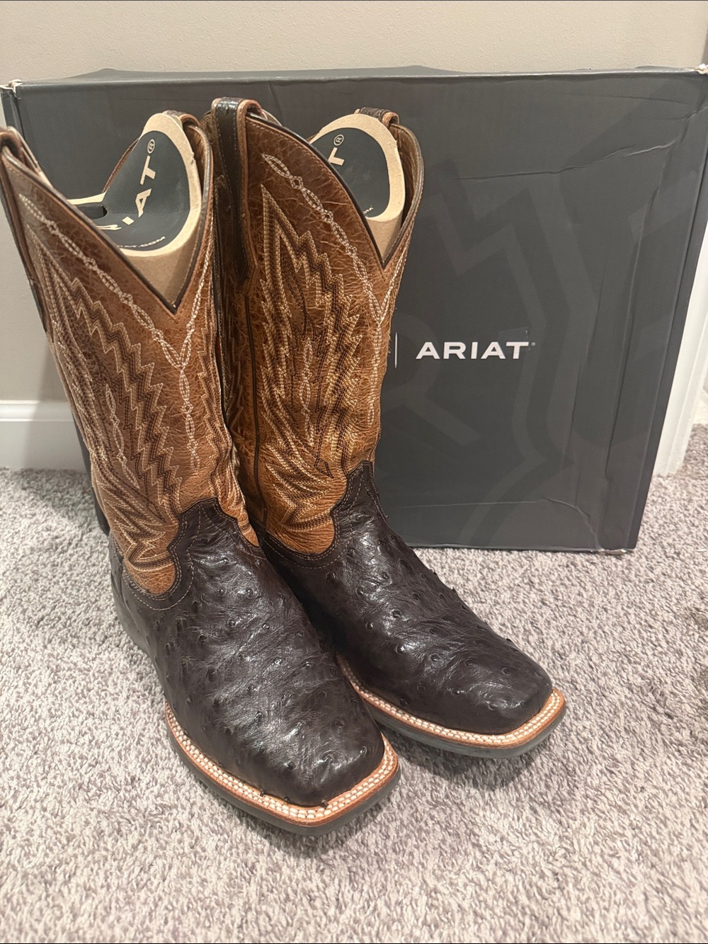 Ariat Men's Relentless Platinum Western Boot - Full Quill Ostrich size 9EE